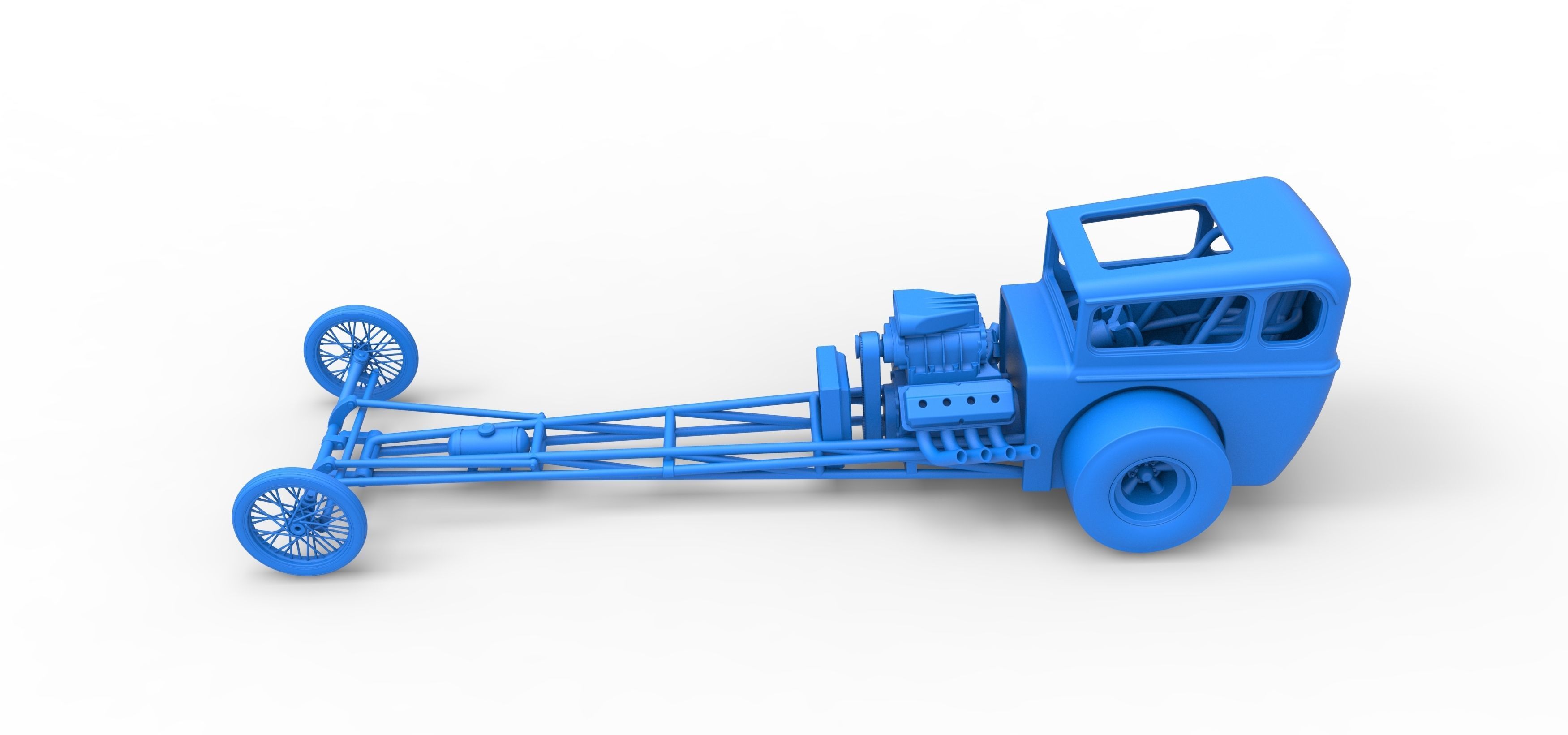 Front engine old school dragster with shell V7 Scale 1 to 25 3D print model_27