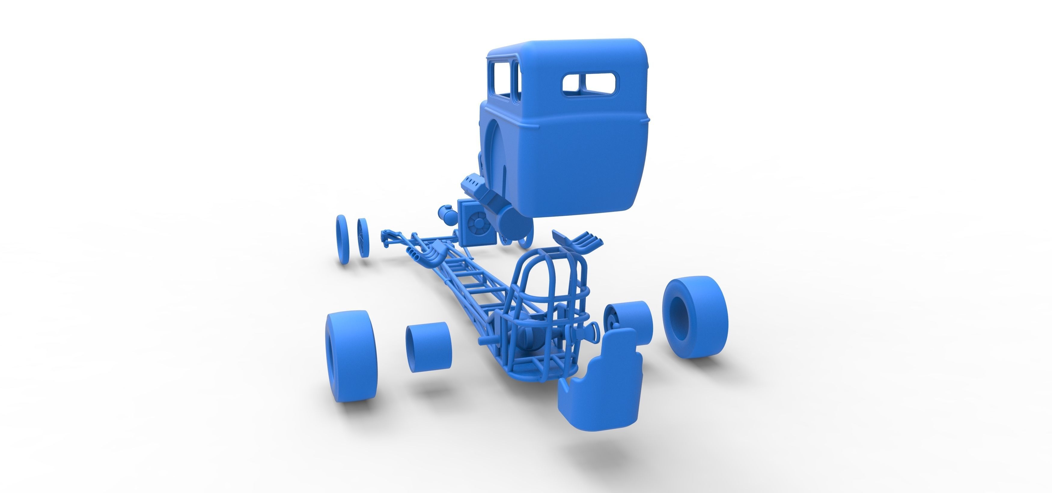 Front engine old school dragster with shell V7 Scale 1 to 25 3D print model_42