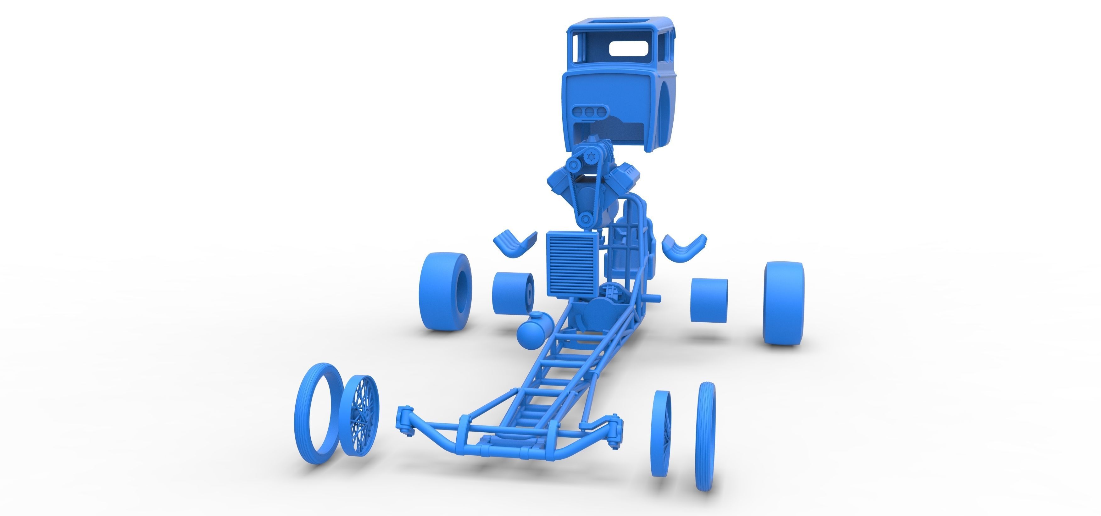 Front engine old school dragster with shell V7 Scale 1 to 25 3D print model_38