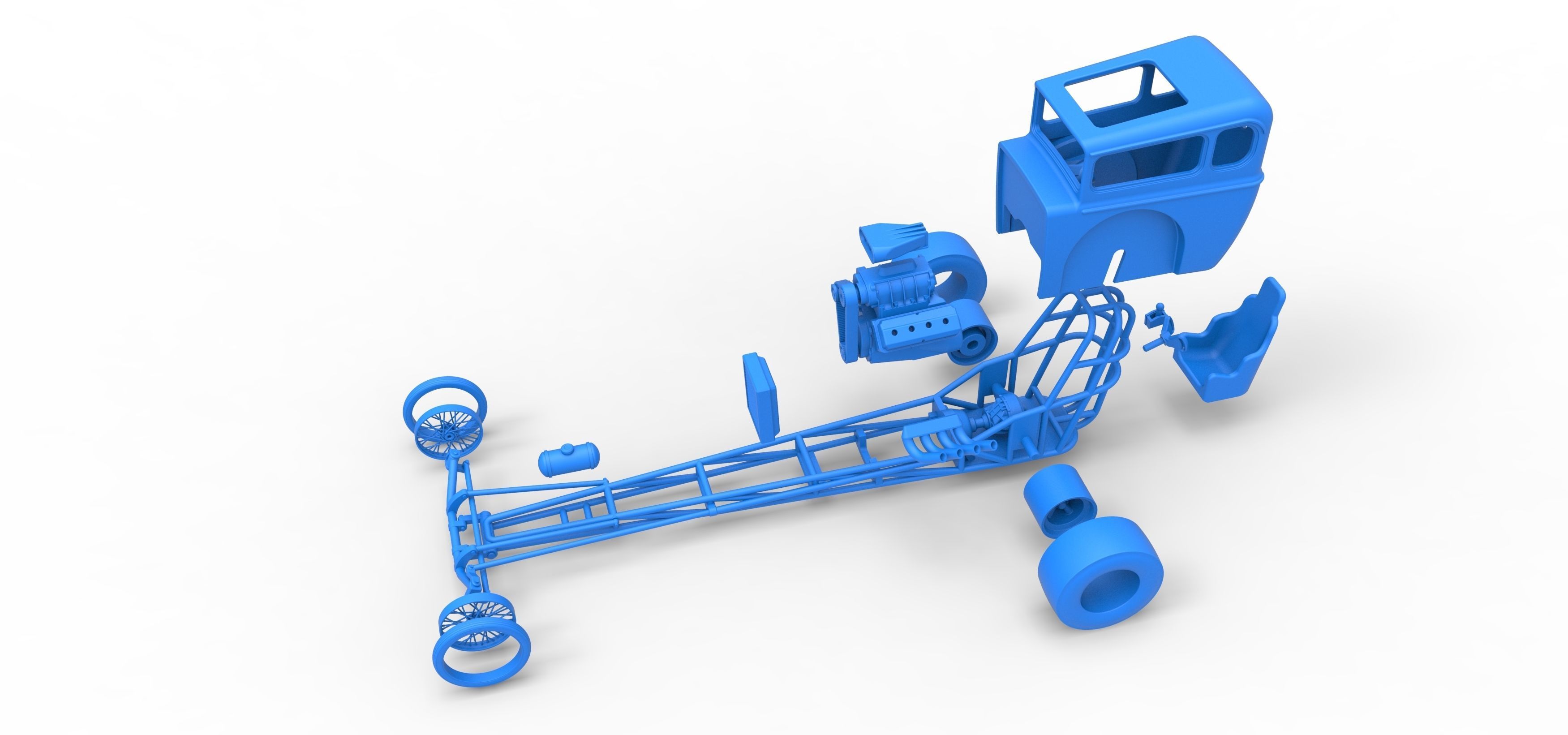 Front engine old school dragster with shell V7 Scale 1 to 25 3D print model_36