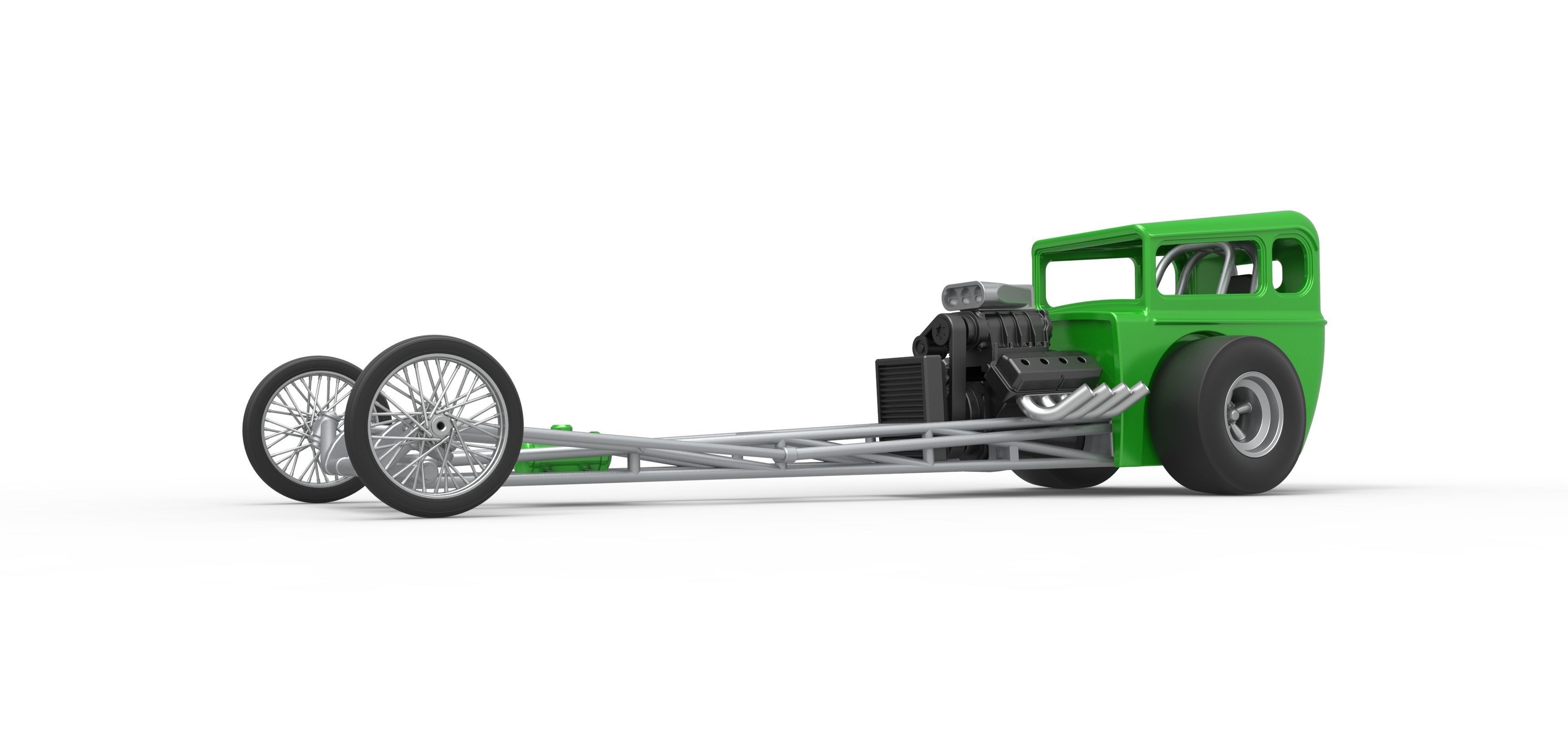 Front engine old school dragster with shell V7 Scale 1 to 25 3D print model_2