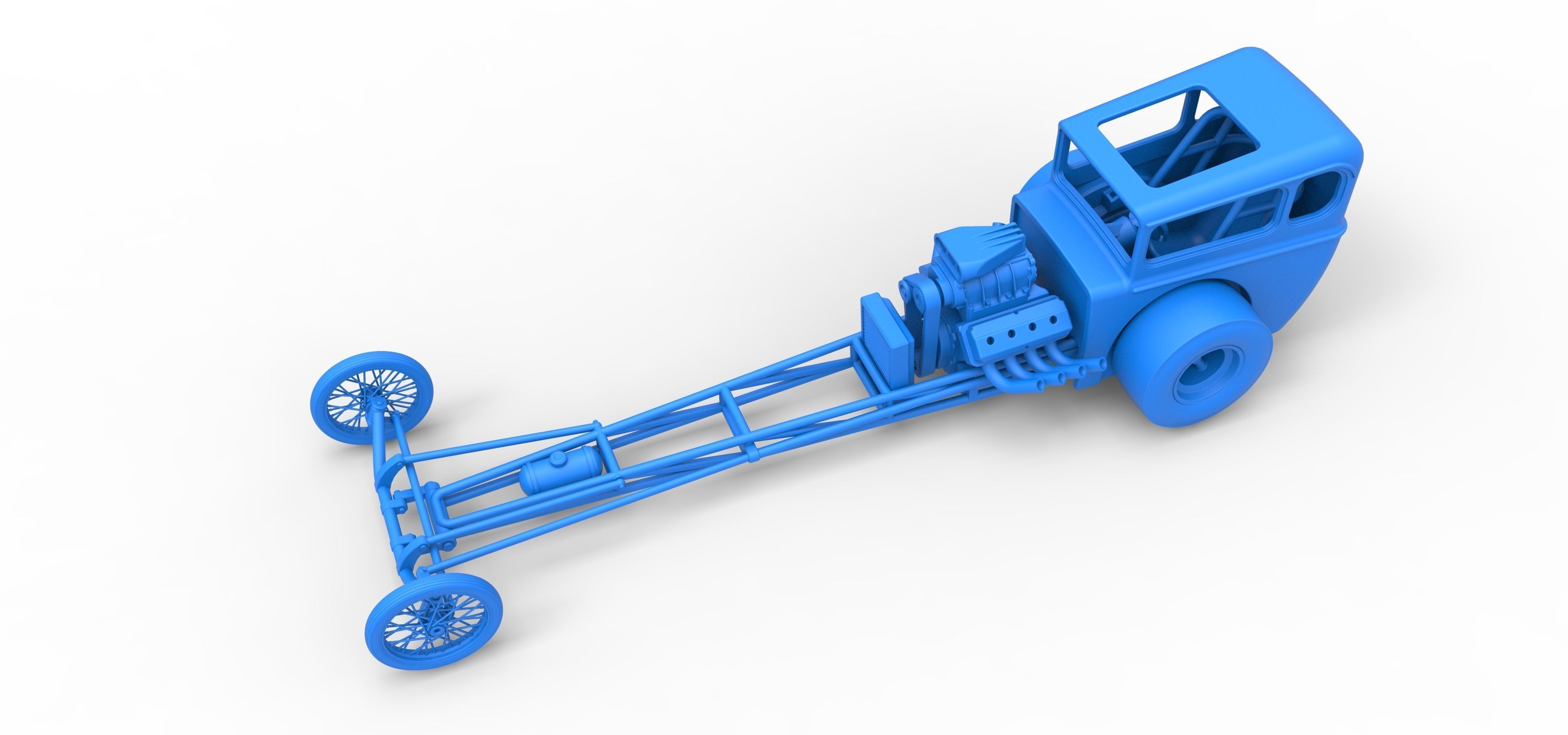 Front engine old school dragster with shell V7 Scale 1 to 25 3D print model_21