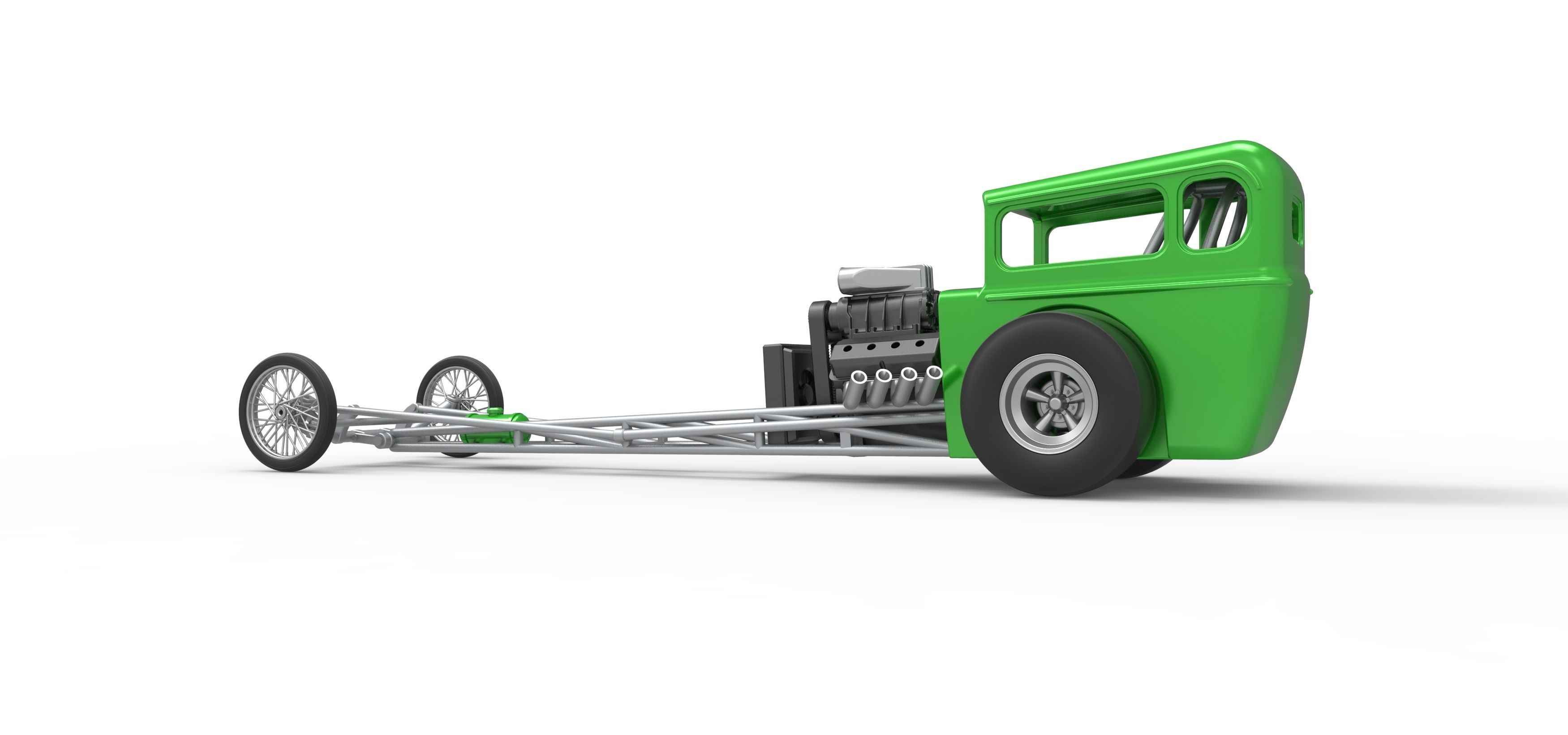 Front engine old school dragster with shell V7 Scale 1 to 25 3D print model_13