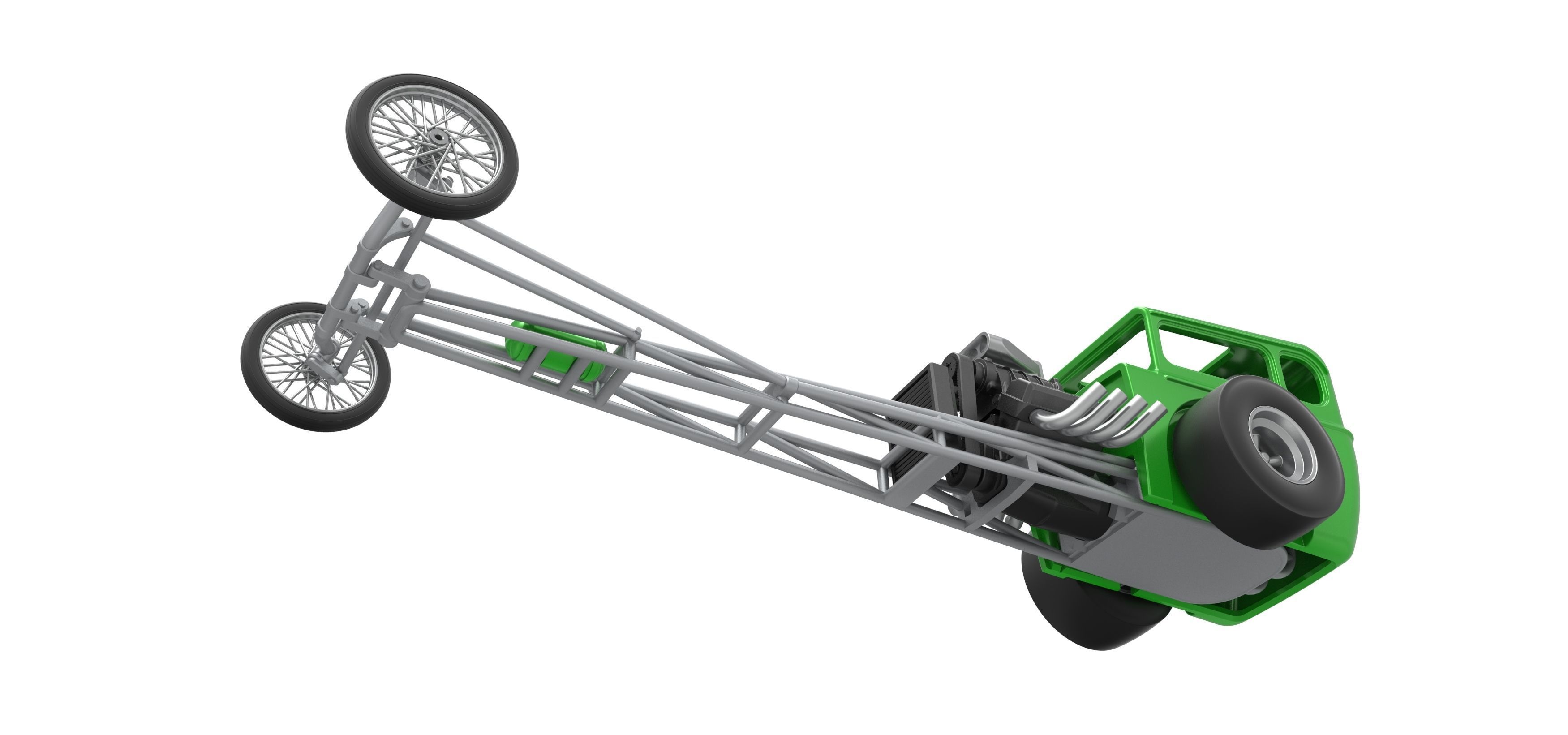Front engine old school dragster with shell V7 Scale 1 to 25 3D print model_3