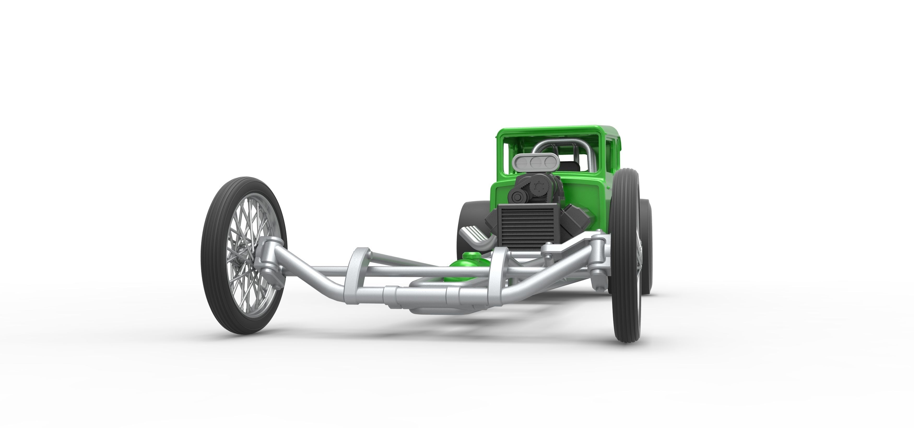 Front engine old school dragster with shell V7 Scale 1 to 25 3D print model_6