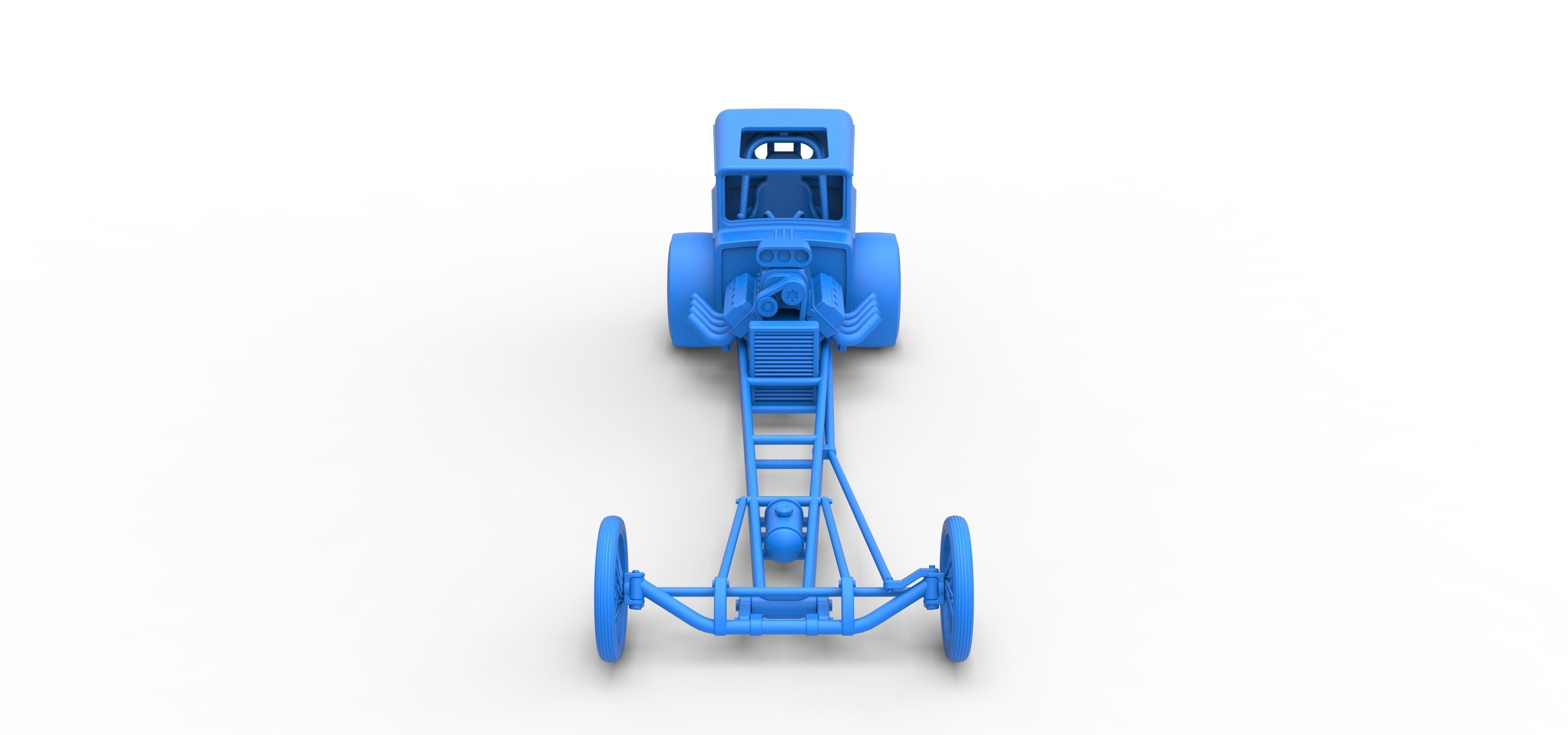 Front engine old school dragster with shell V7 Scale 1 to 25 3D print model_25
