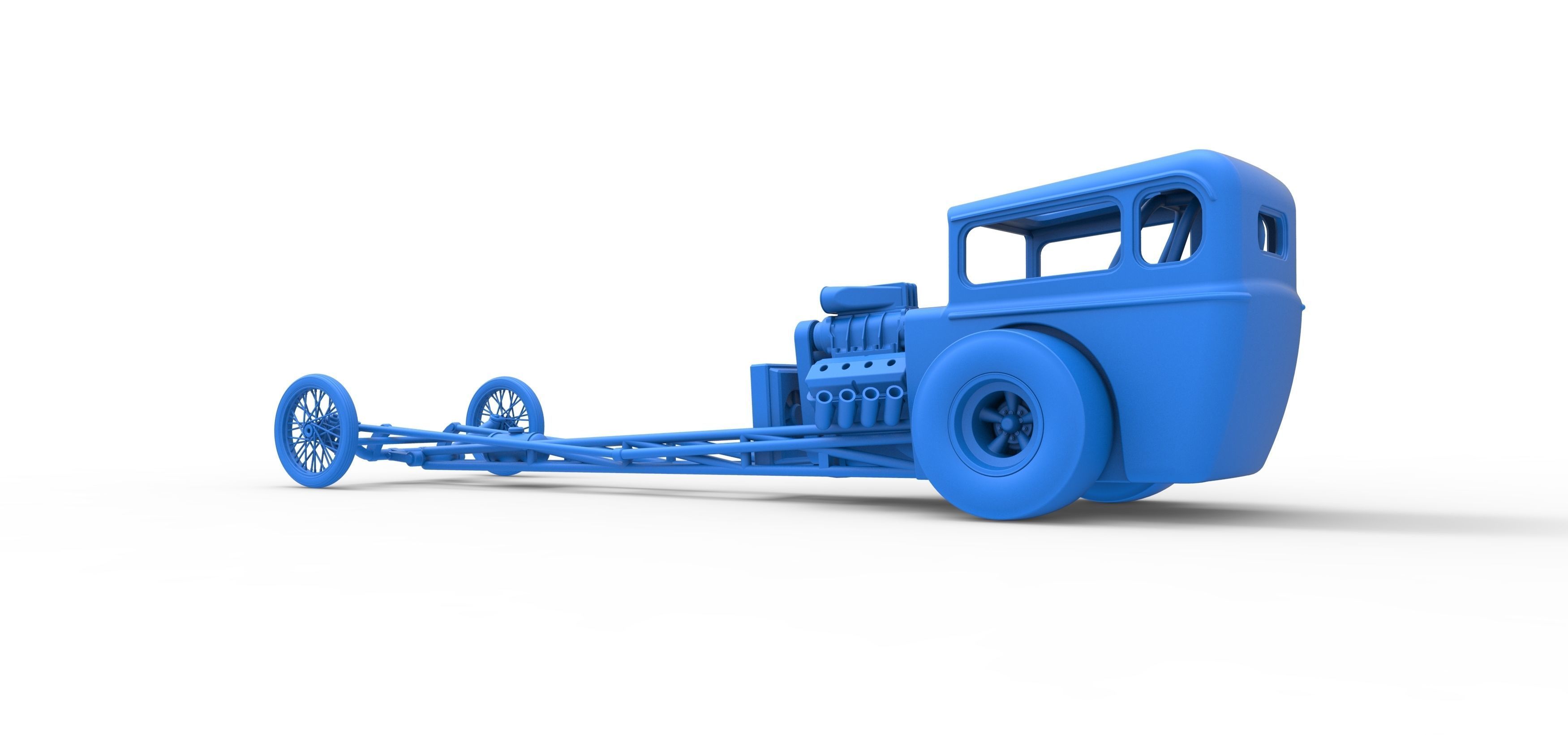 Front engine old school dragster with shell V7 Scale 1 to 25 3D print model_30