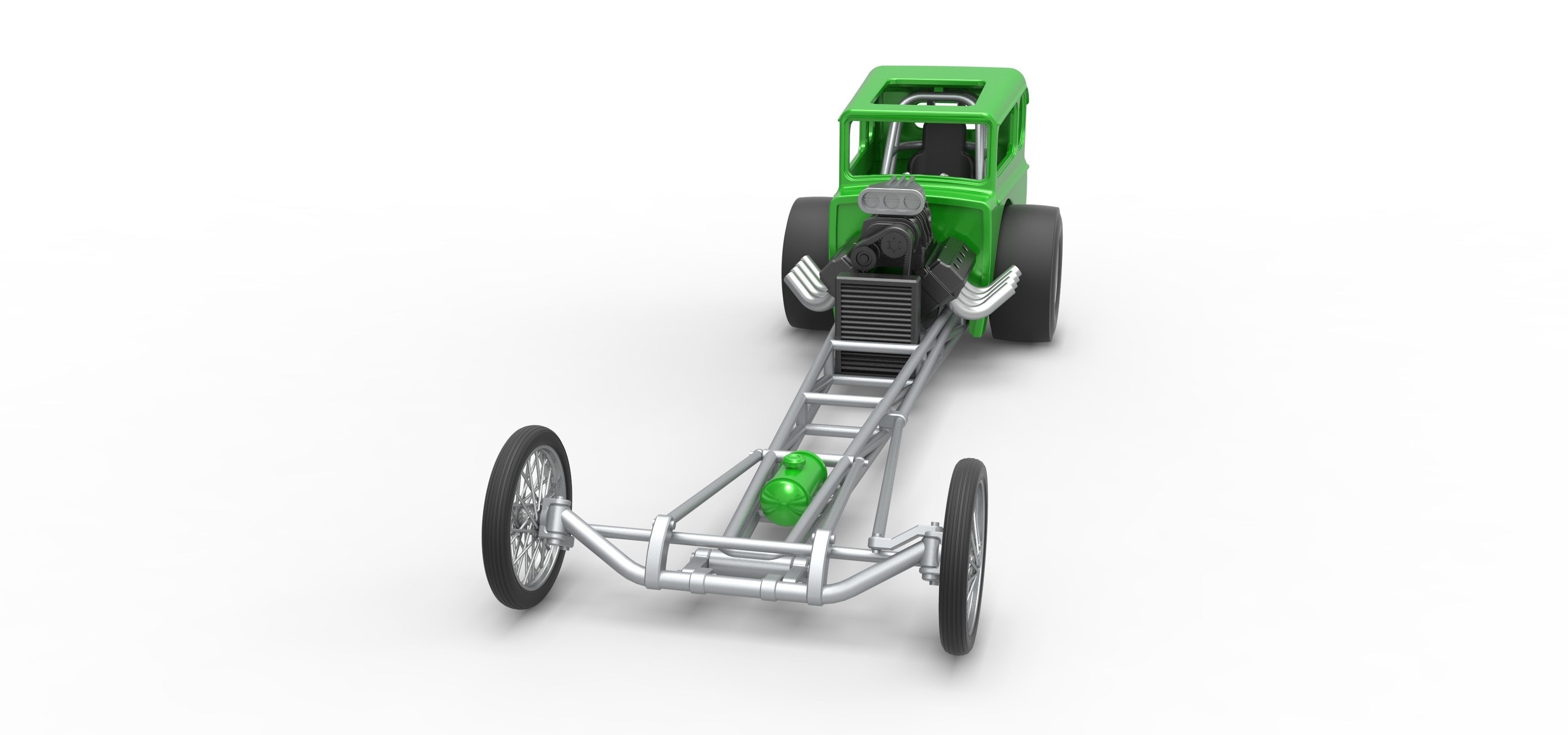 Front engine old school dragster with shell V7 Scale 1 to 25 3D print model_5