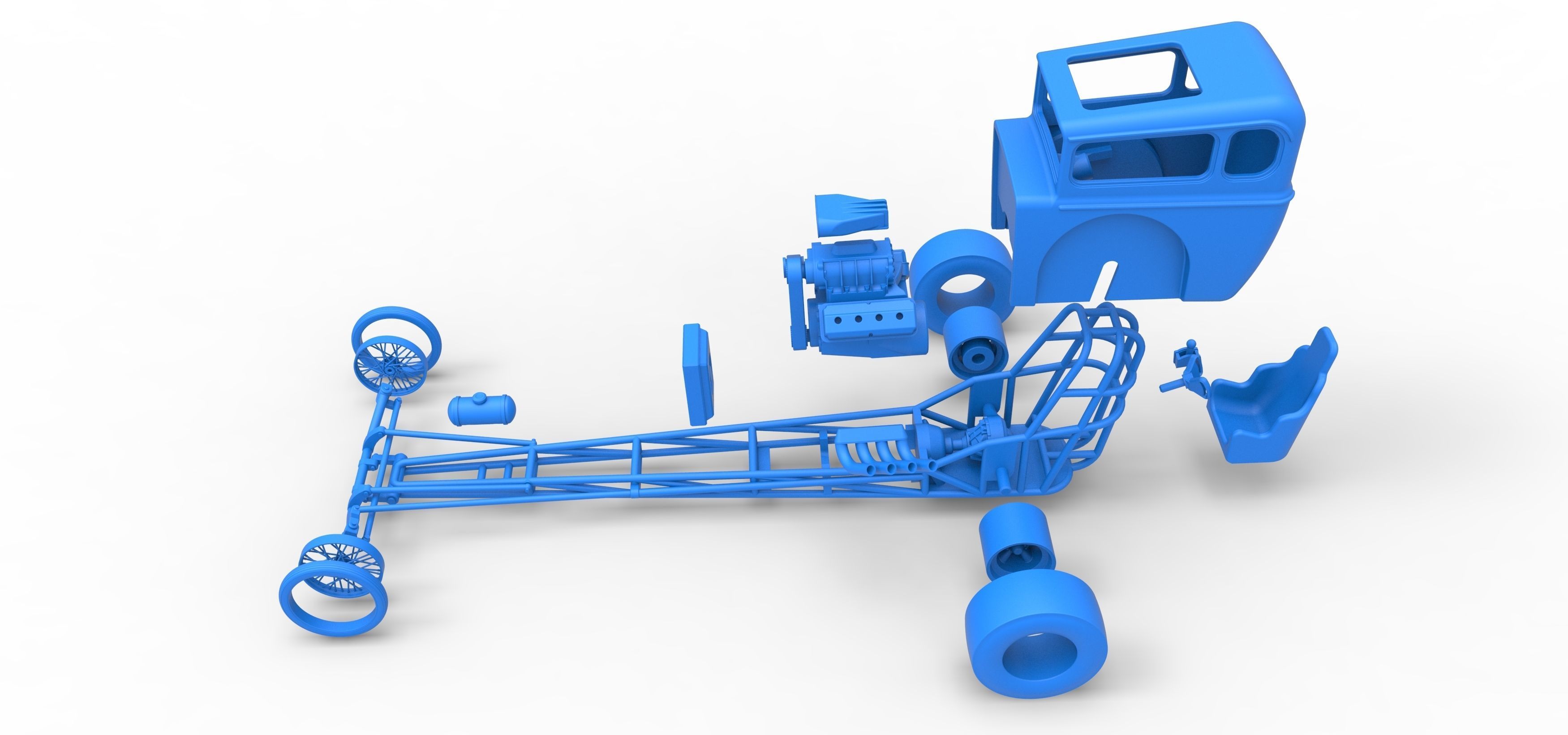 Front engine old school dragster with shell V7 Scale 1 to 25 3D print model_40