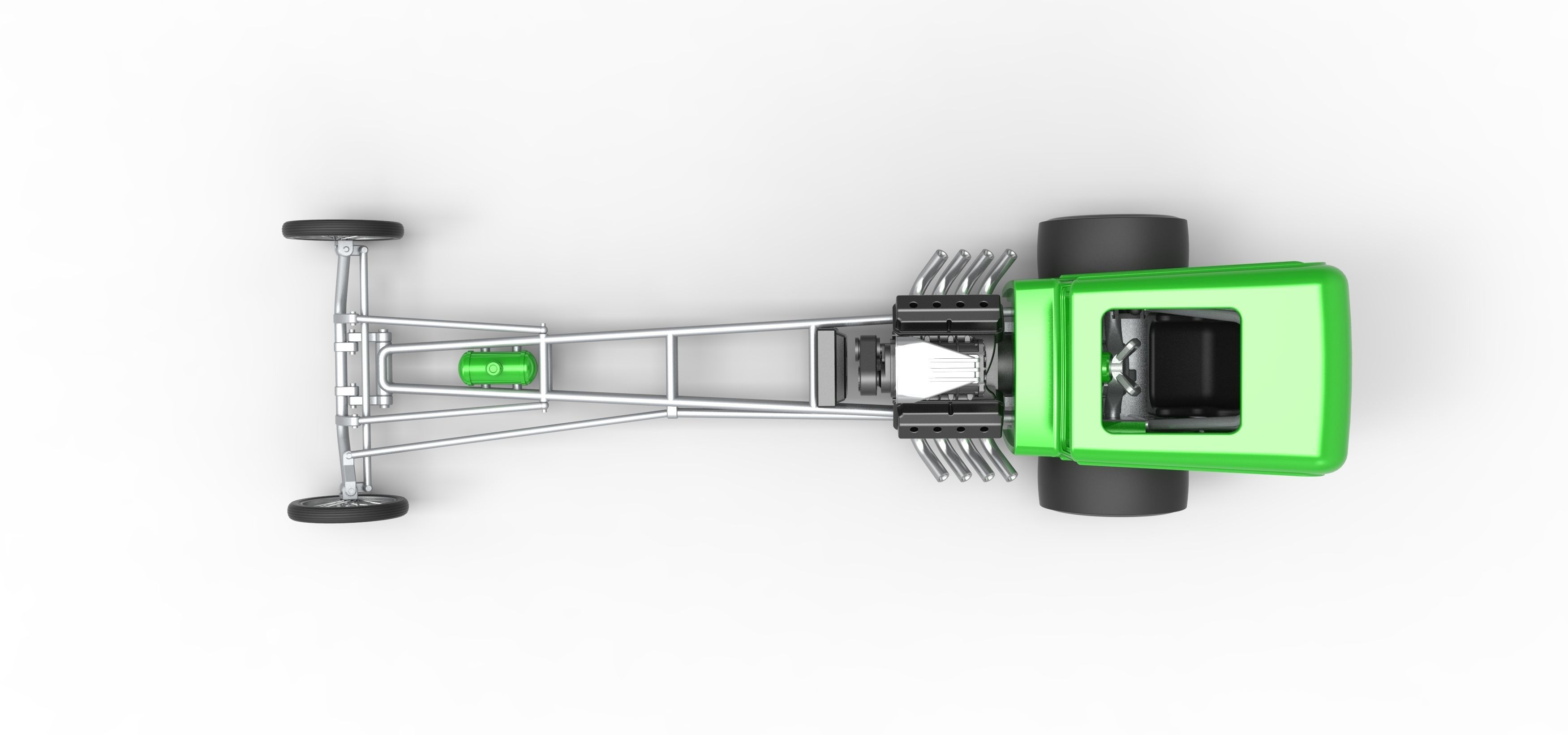 Front engine old school dragster with shell V7 Scale 1 to 25 3D print model_11