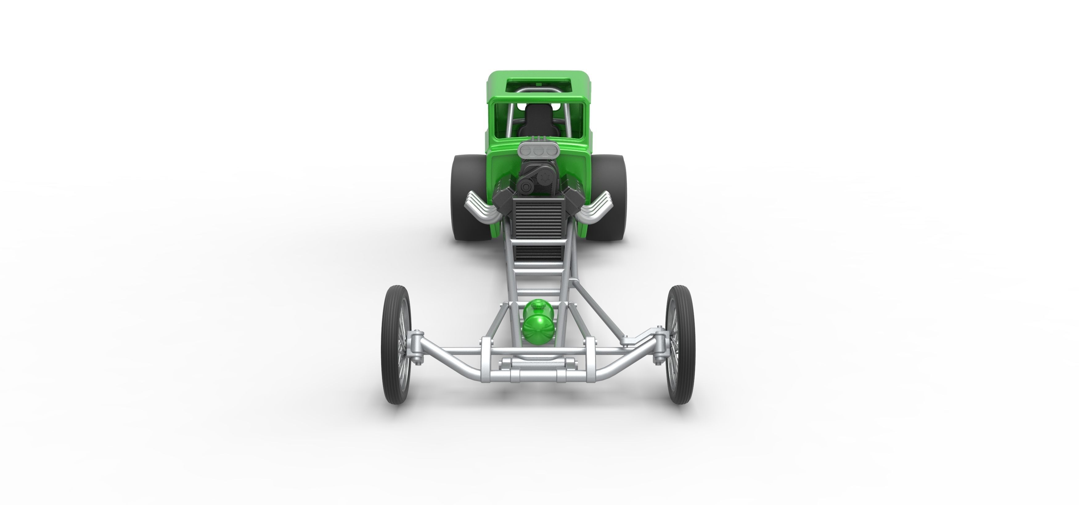 Front engine old school dragster with shell V7 Scale 1 to 25 3D print model_8