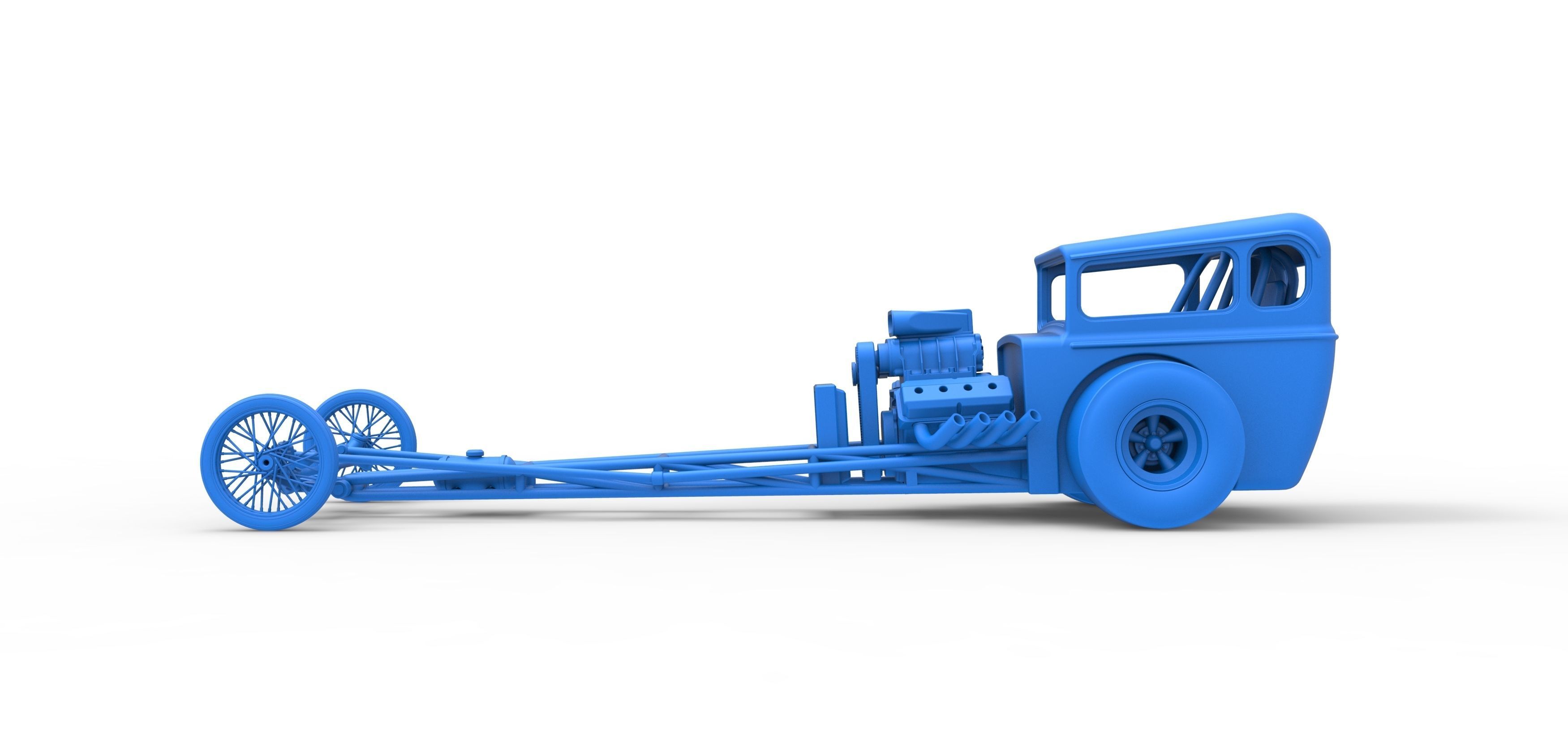 Front engine old school dragster with shell V7 Scale 1 to 25 3D print model_26