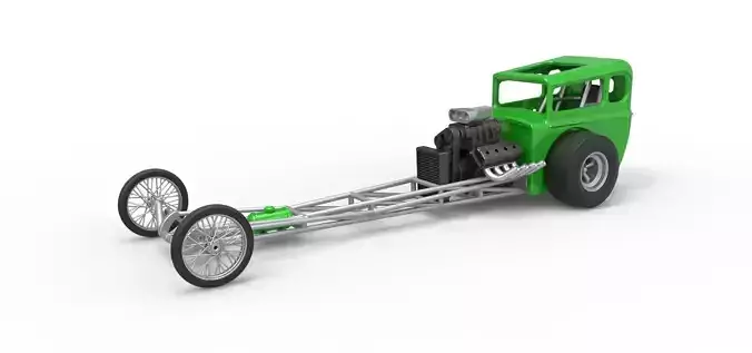 Front engine old school dragster with shell V7 Scale 1 to 25 3D print model