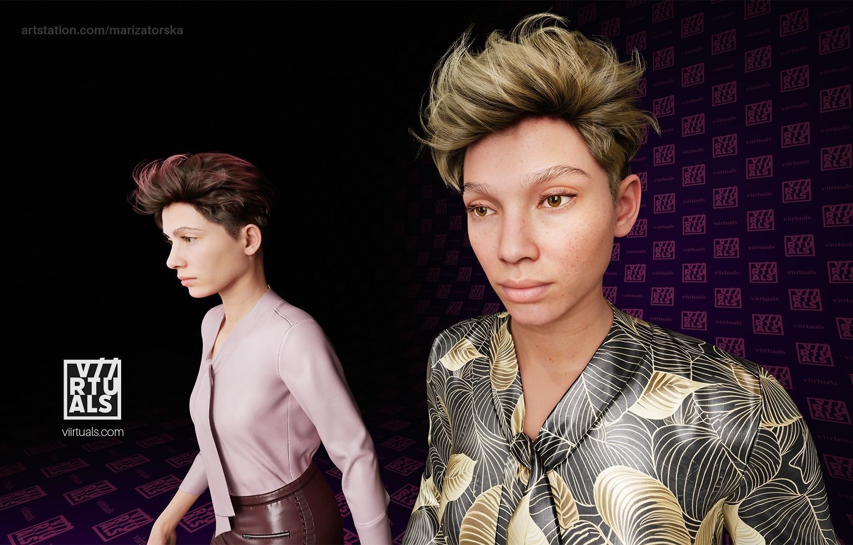 Hair for Metahumans Alembic Hair Asset for UnrealEngine5 Low-poly 3D model_3