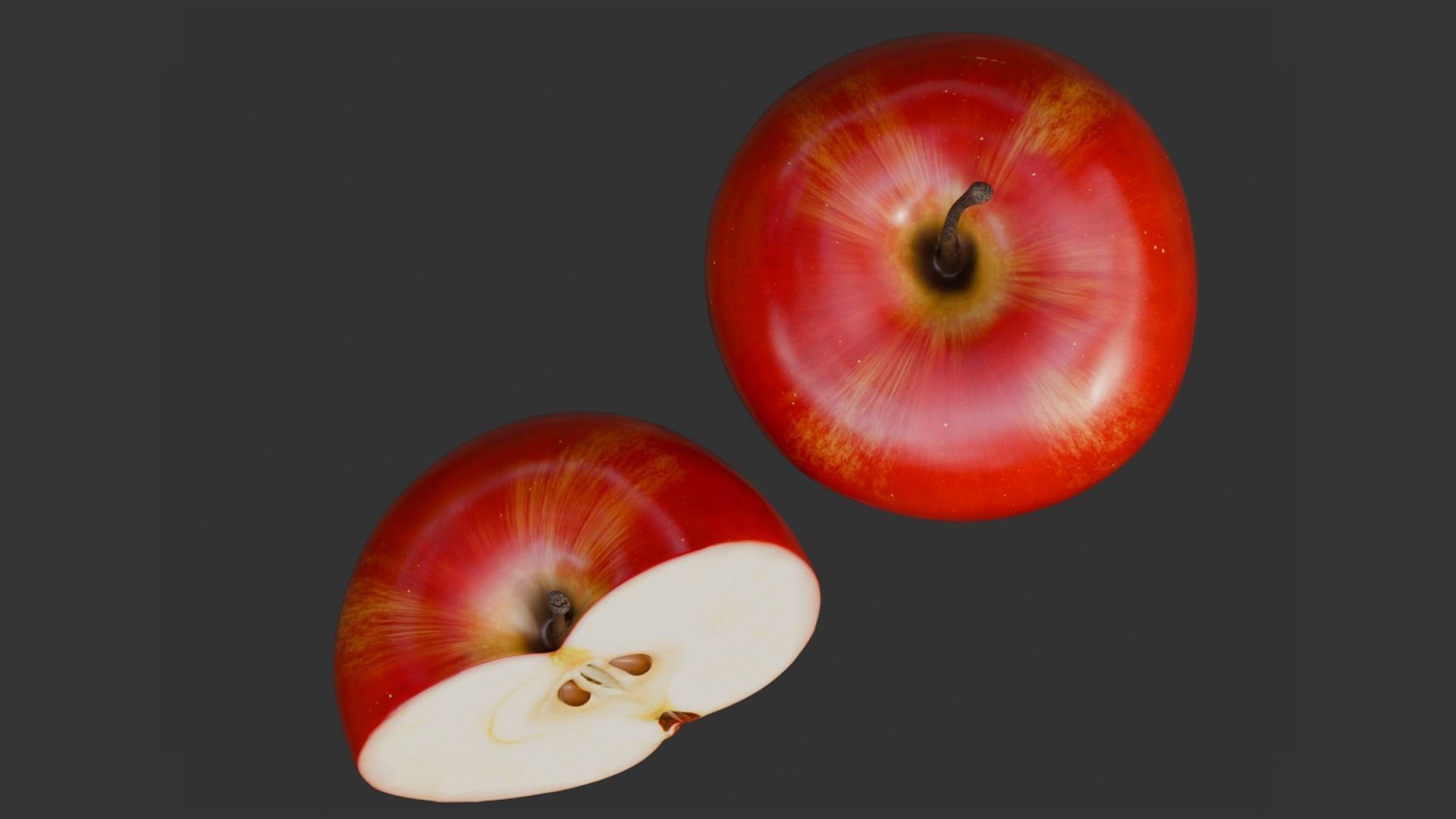 Apple Fruit with Slice - Realistic PBR Texture Low-poly 3D model_6