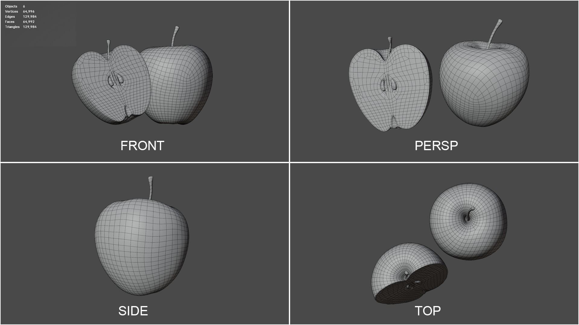 Apple Fruit with Slice - Realistic PBR Texture Low-poly 3D model_2