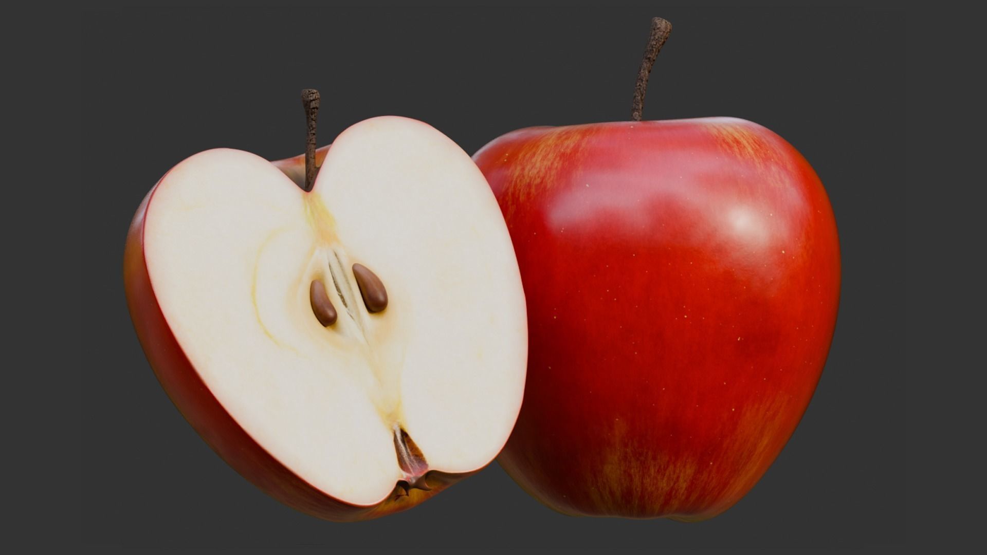 Apple Fruit with Slice - Realistic PBR Texture Low-poly 3D model_3