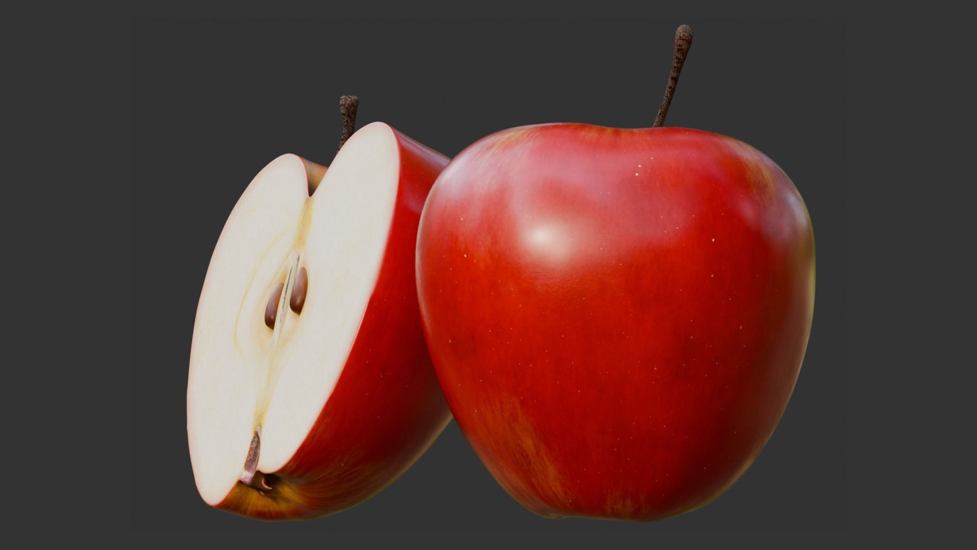 Apple Fruit with Slice - Realistic PBR Texture Low-poly 3D model_5