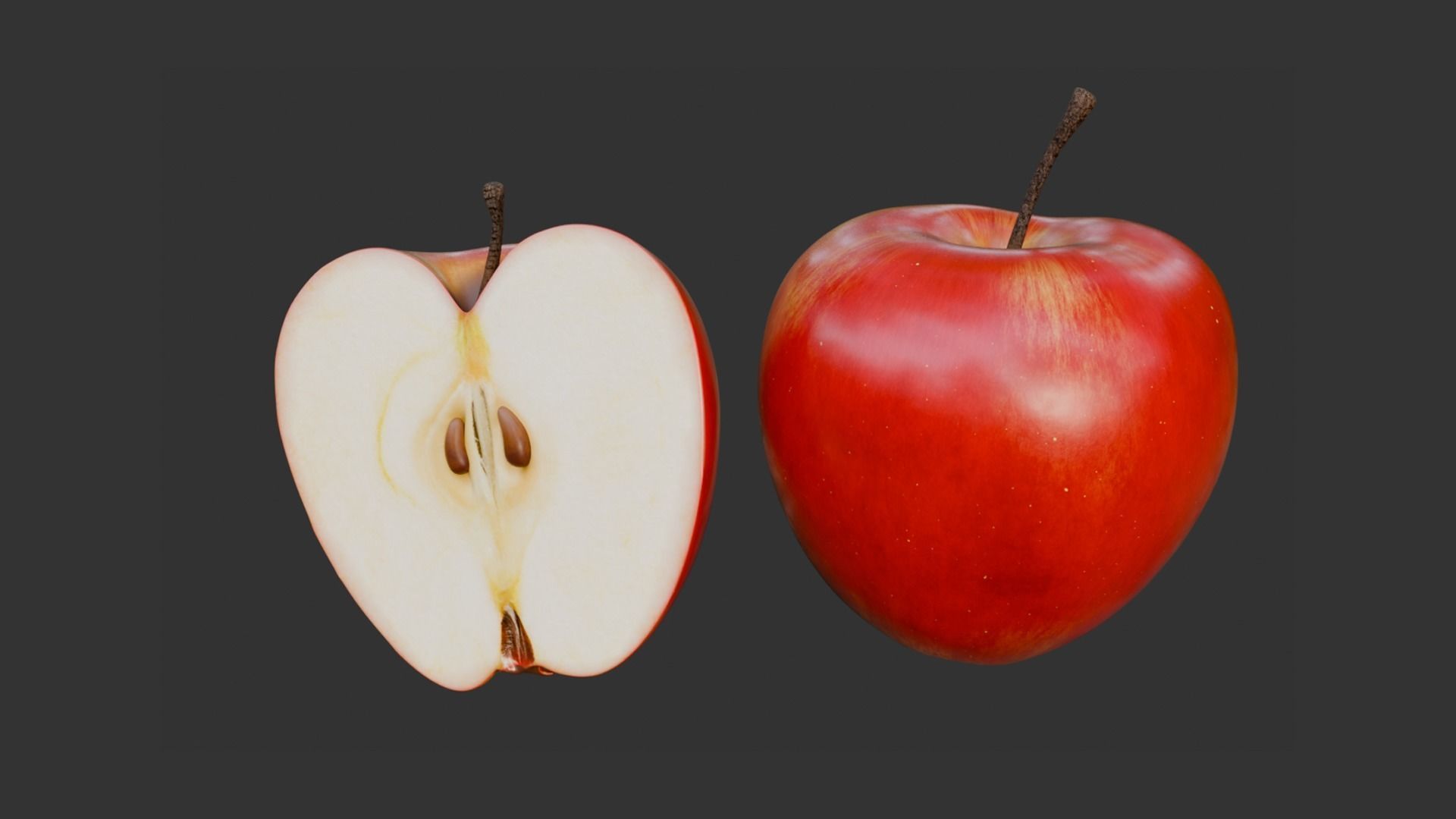 Apple Fruit with Slice - Realistic PBR Texture Low-poly 3D model_4
