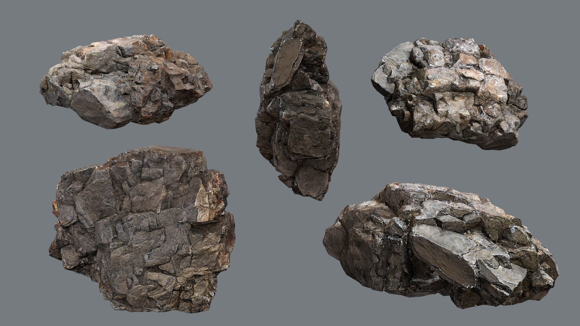 cliff rocks  Low-poly 3D model_6