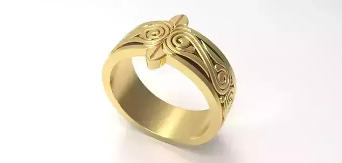 Armenian ethnic ring with architectural ornamental motif 3D print model