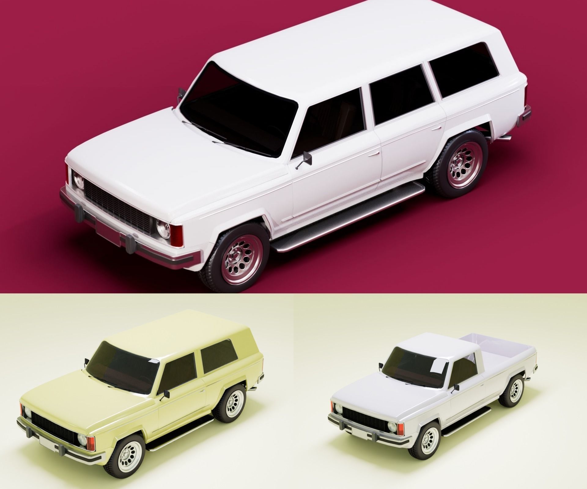 80s generic truck suv pack 3D Model Collection_2