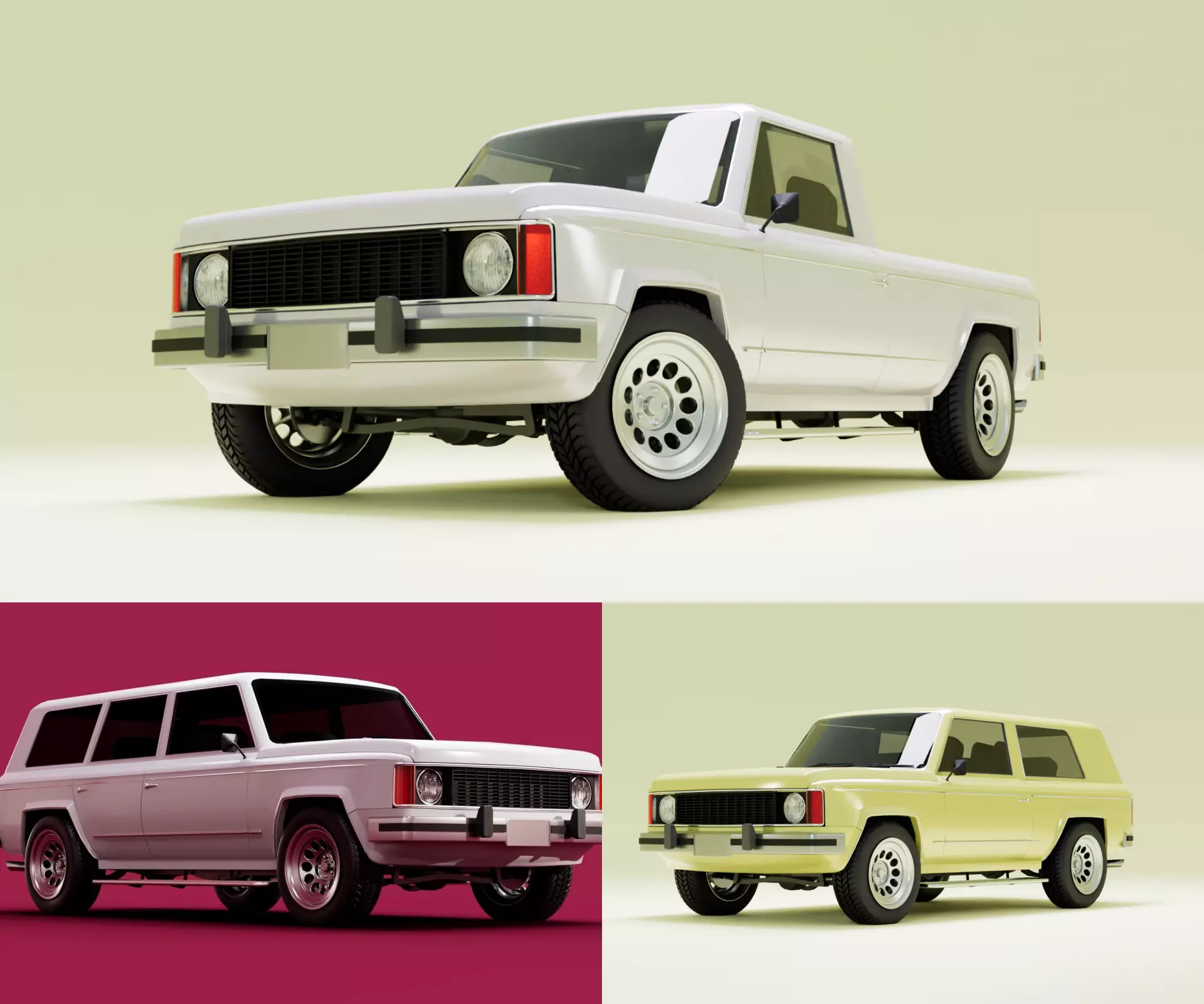 80s generic truck suv pack 3D Model Collection_0