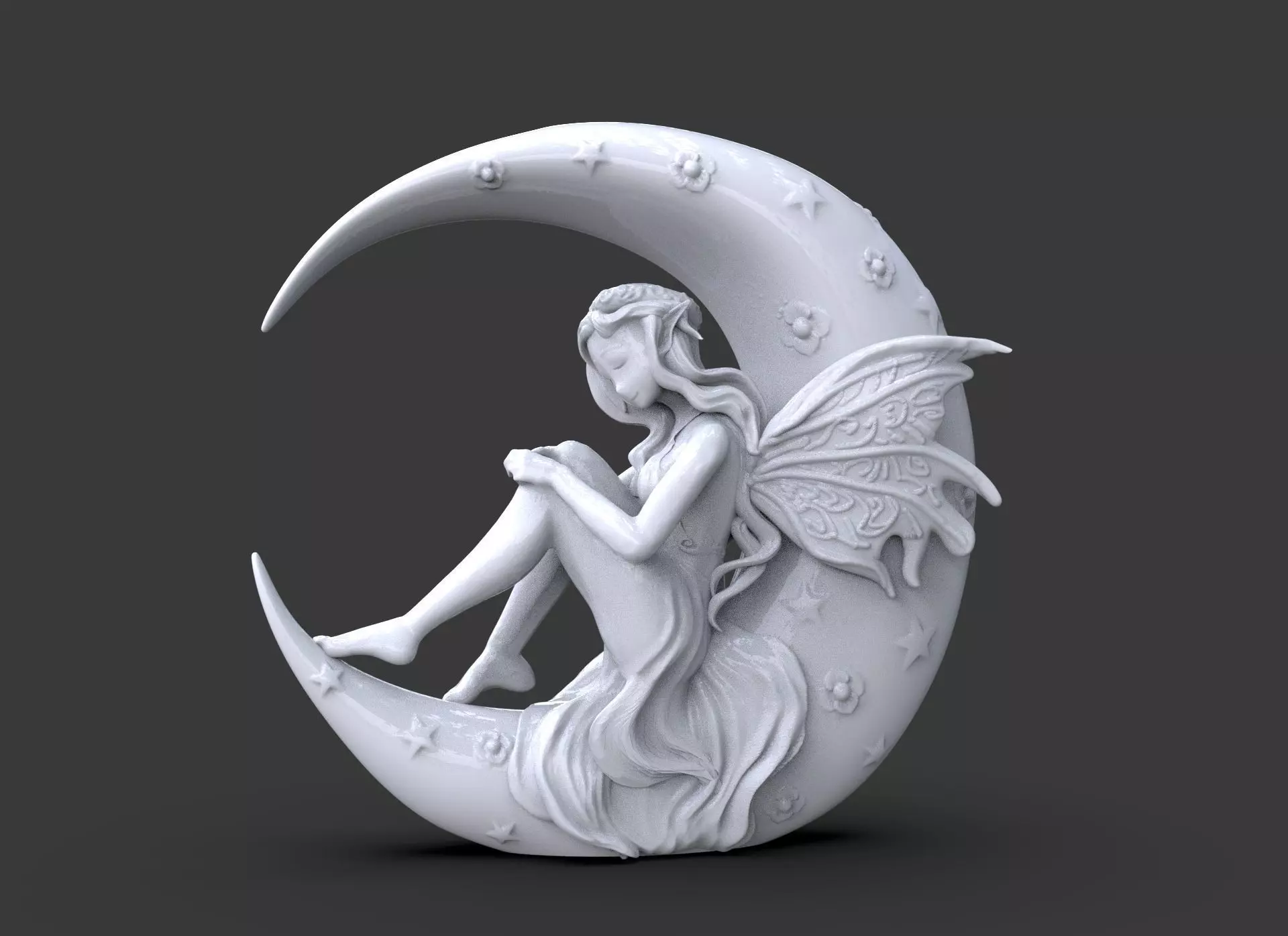 Fairy on the moon Sculpture 3D print model