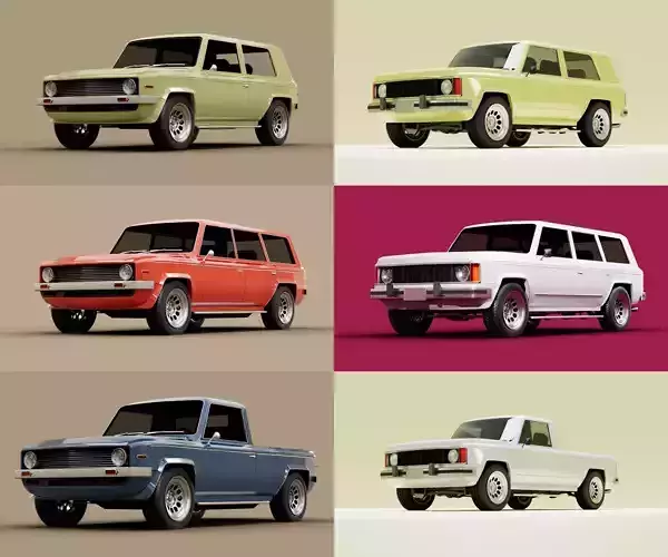 70s 80s Big SUV pack 3D Model Collection