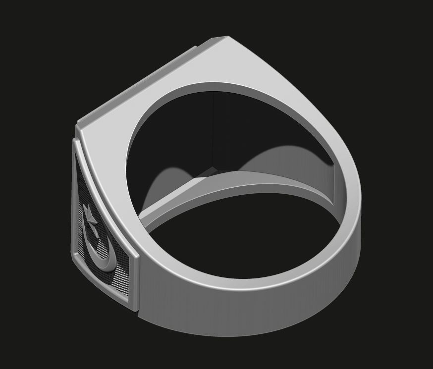 A MAN S RING WITH A HOWLING WOLF Printable Model 3D print model_5