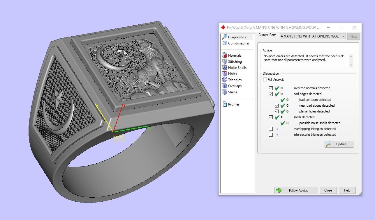 A MAN S RING WITH A HOWLING WOLF Printable Model 3D print model_9