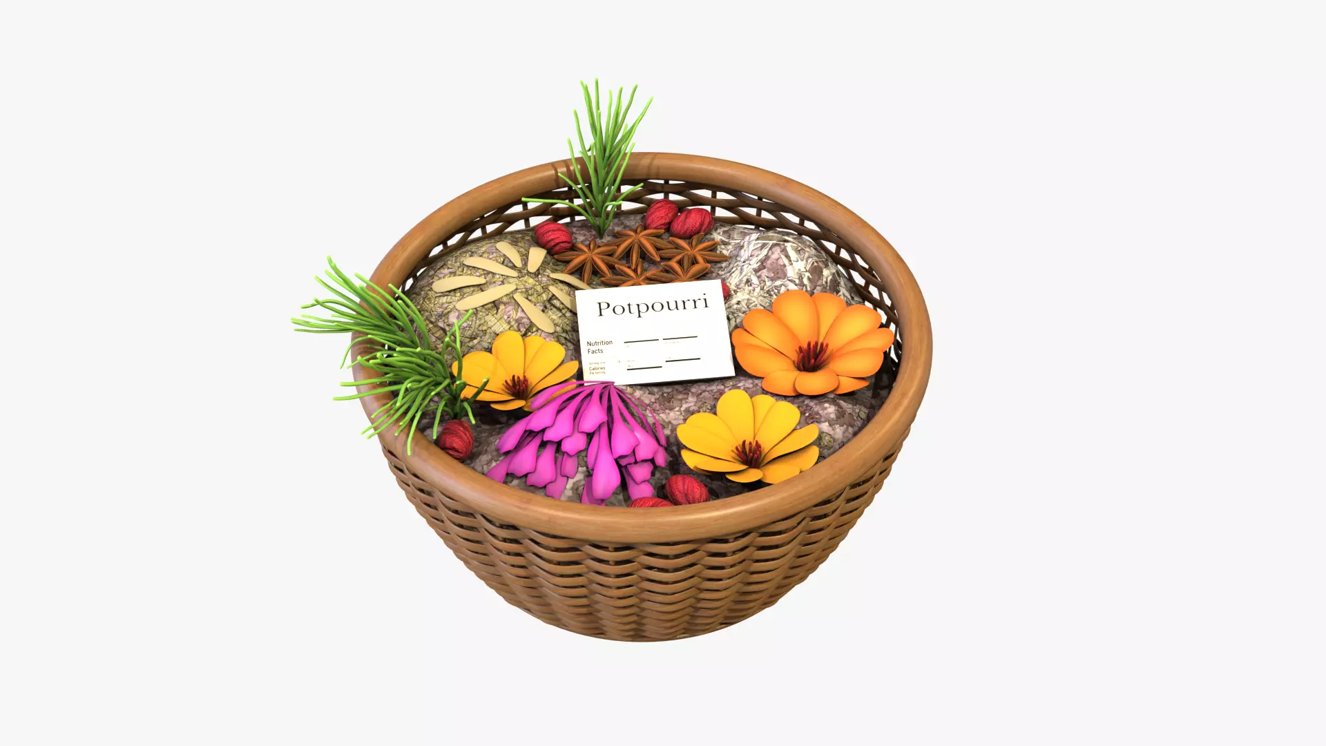 Home fragrance  Potpourri Low-poly 3D model_0