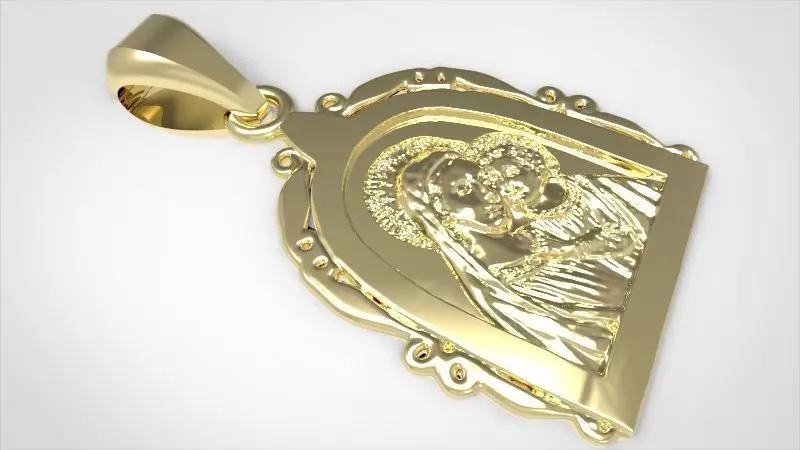 Virgin Mary and Baby Jesus pendant necklace charm jewelry 3D print model