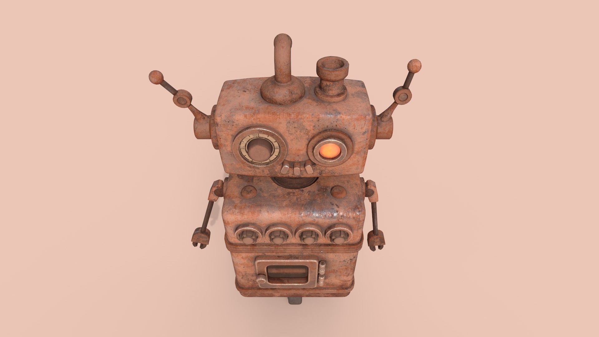 Stylized Robot Oven Low-poly 3D model_2