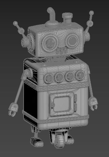 Stylized Robot Oven Low-poly 3D model_20