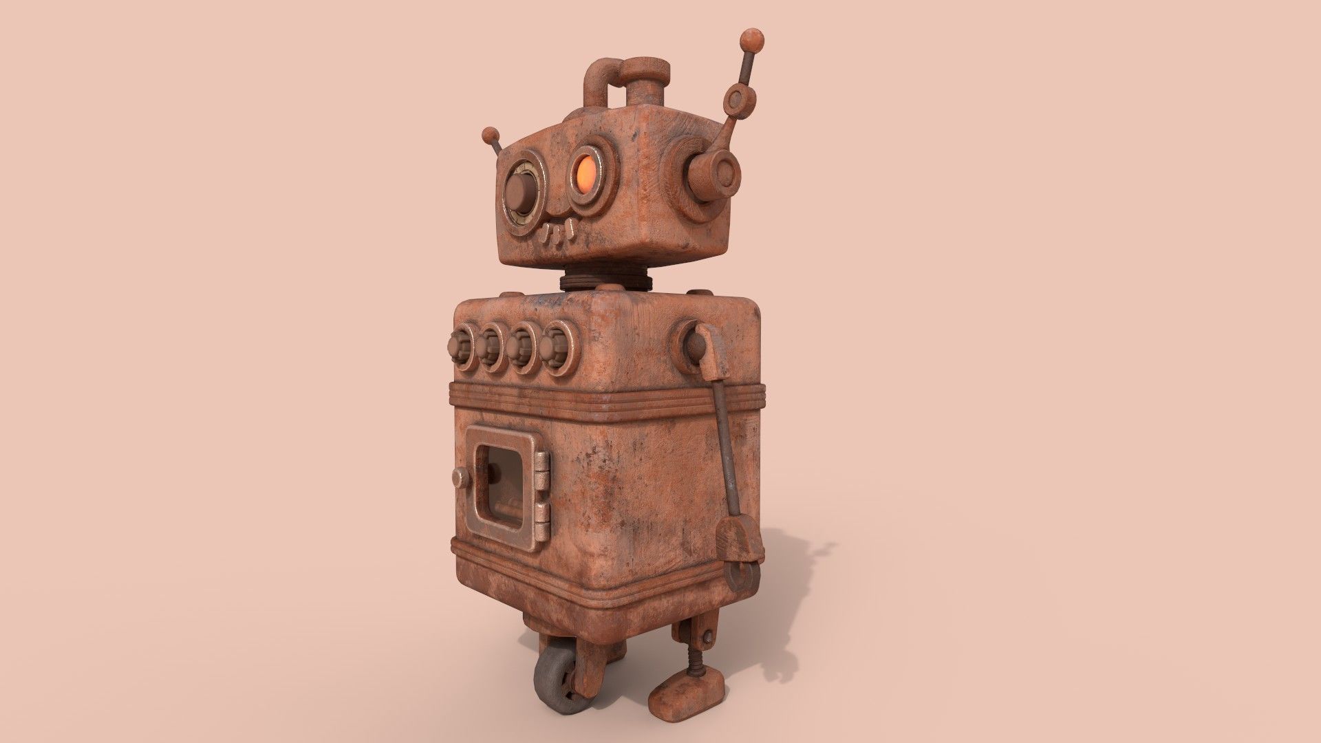 Stylized Robot Oven Low-poly 3D model_12