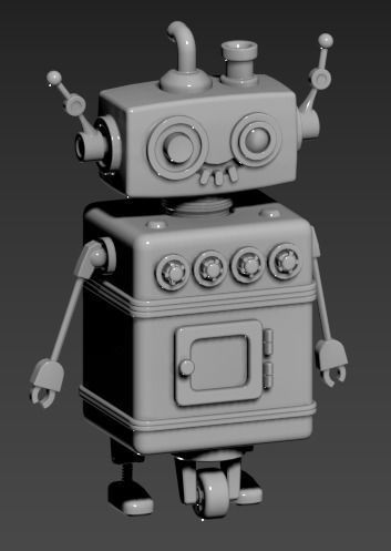 Stylized Robot Oven Low-poly 3D model_21
