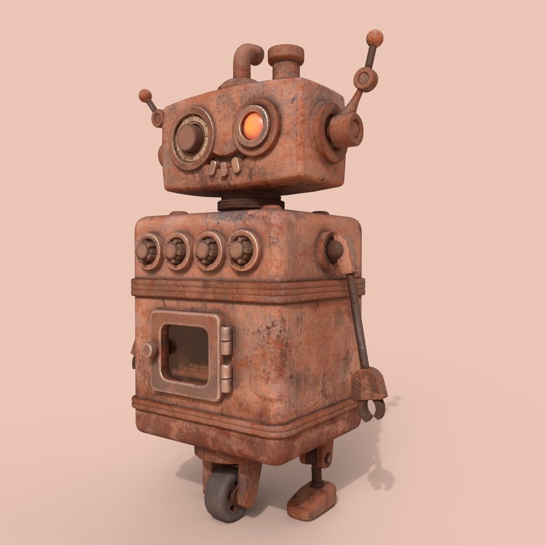 Stylized Robot Oven Low-poly 3D model_19