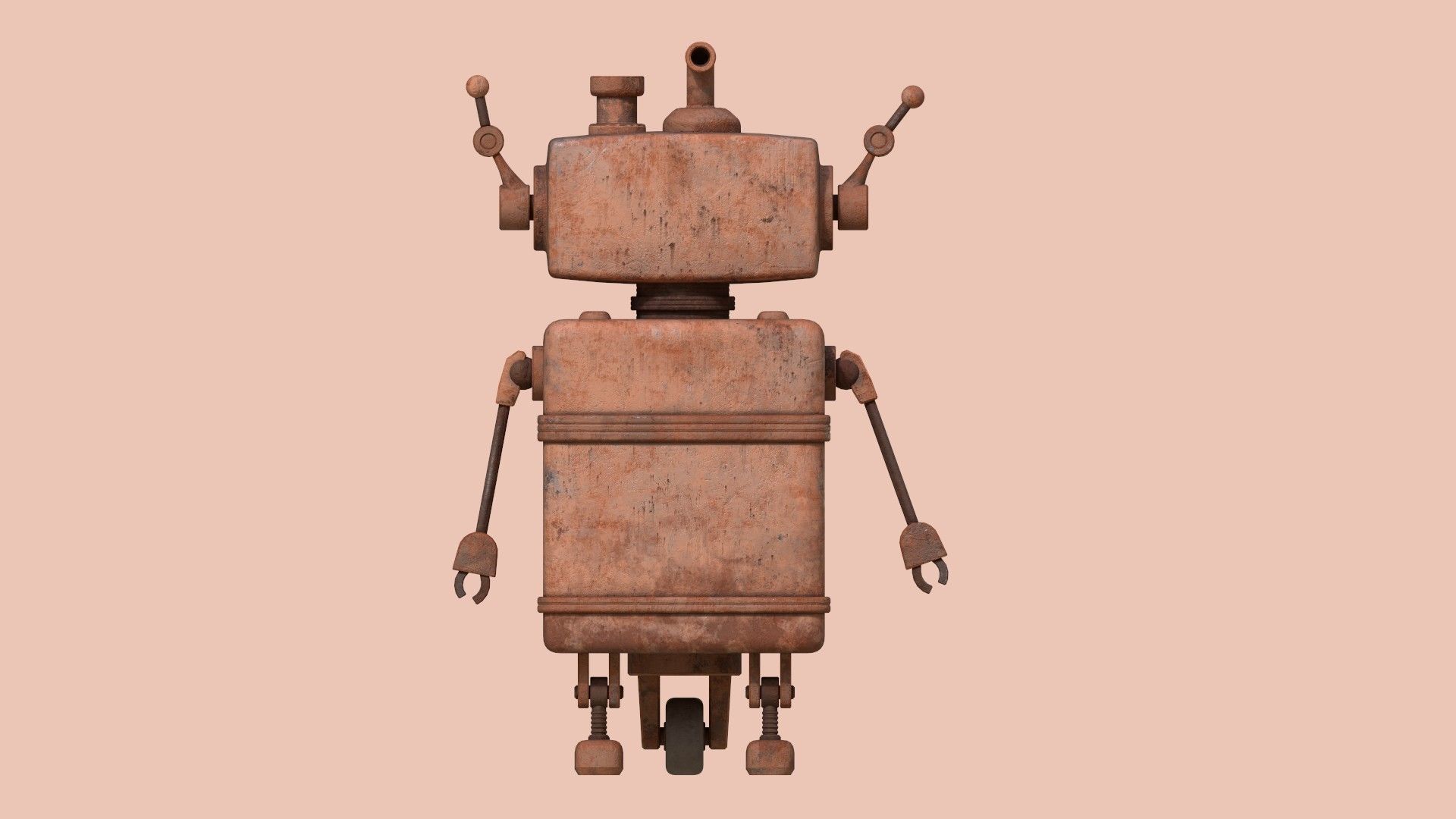 Stylized Robot Oven Low-poly 3D model_6