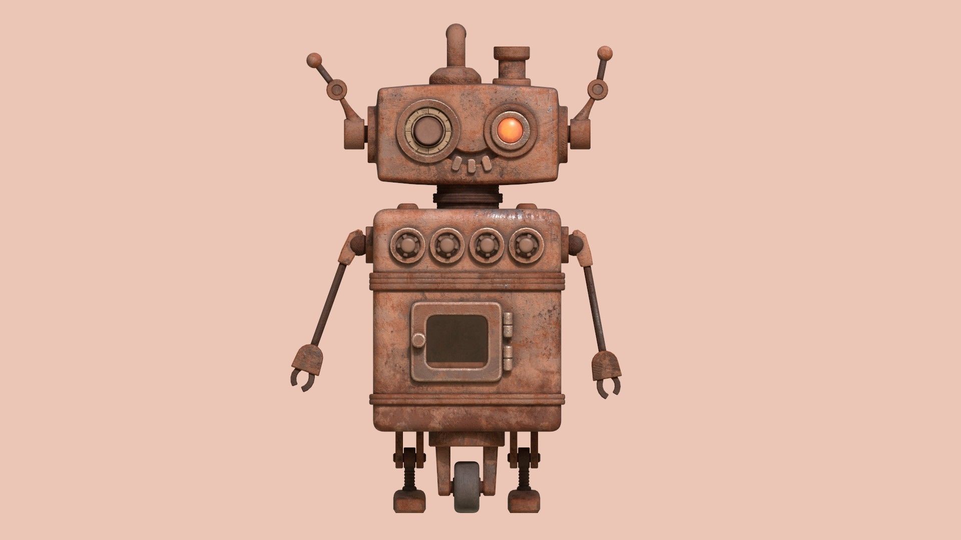 Stylized Robot Oven Low-poly 3D model_4
