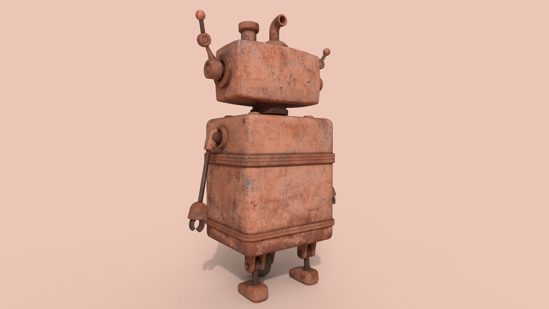 Stylized Robot Oven Low-poly 3D model_15