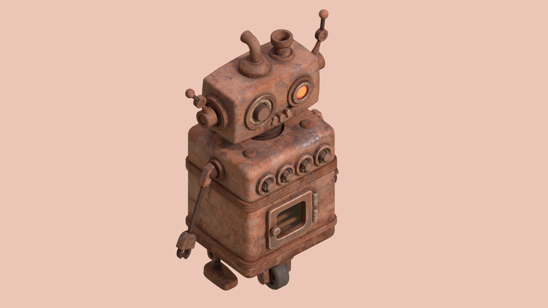 Stylized Robot Oven Low-poly 3D model_8