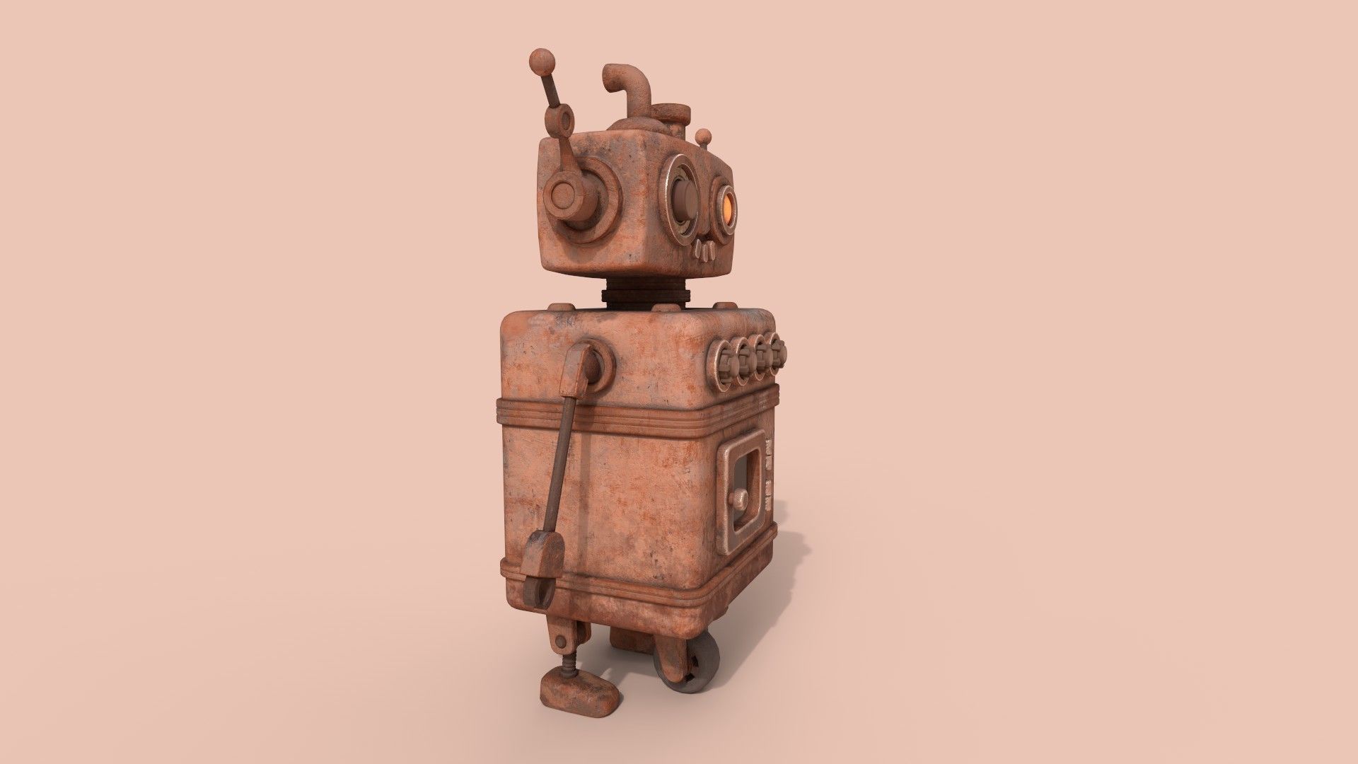 Stylized Robot Oven Low-poly 3D model_18