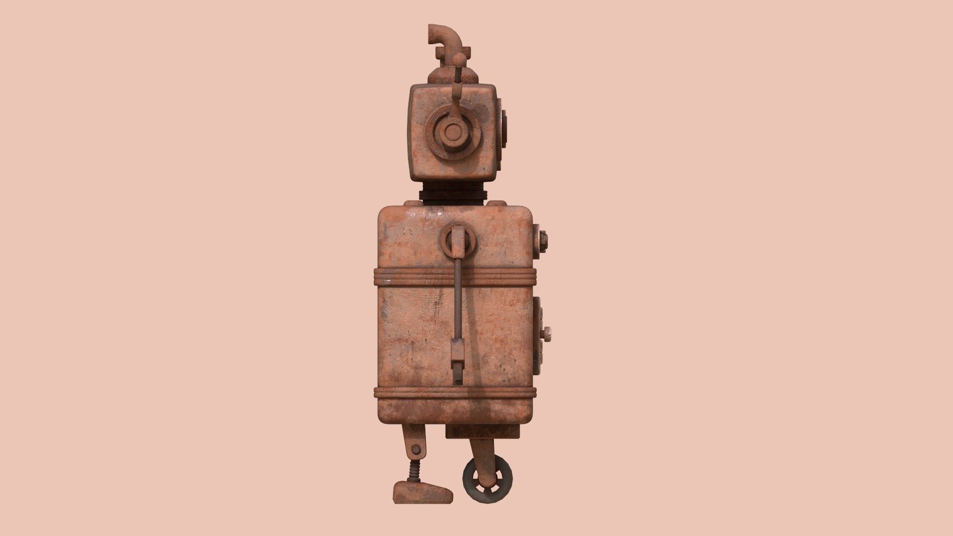 Stylized Robot Oven Low-poly 3D model_7