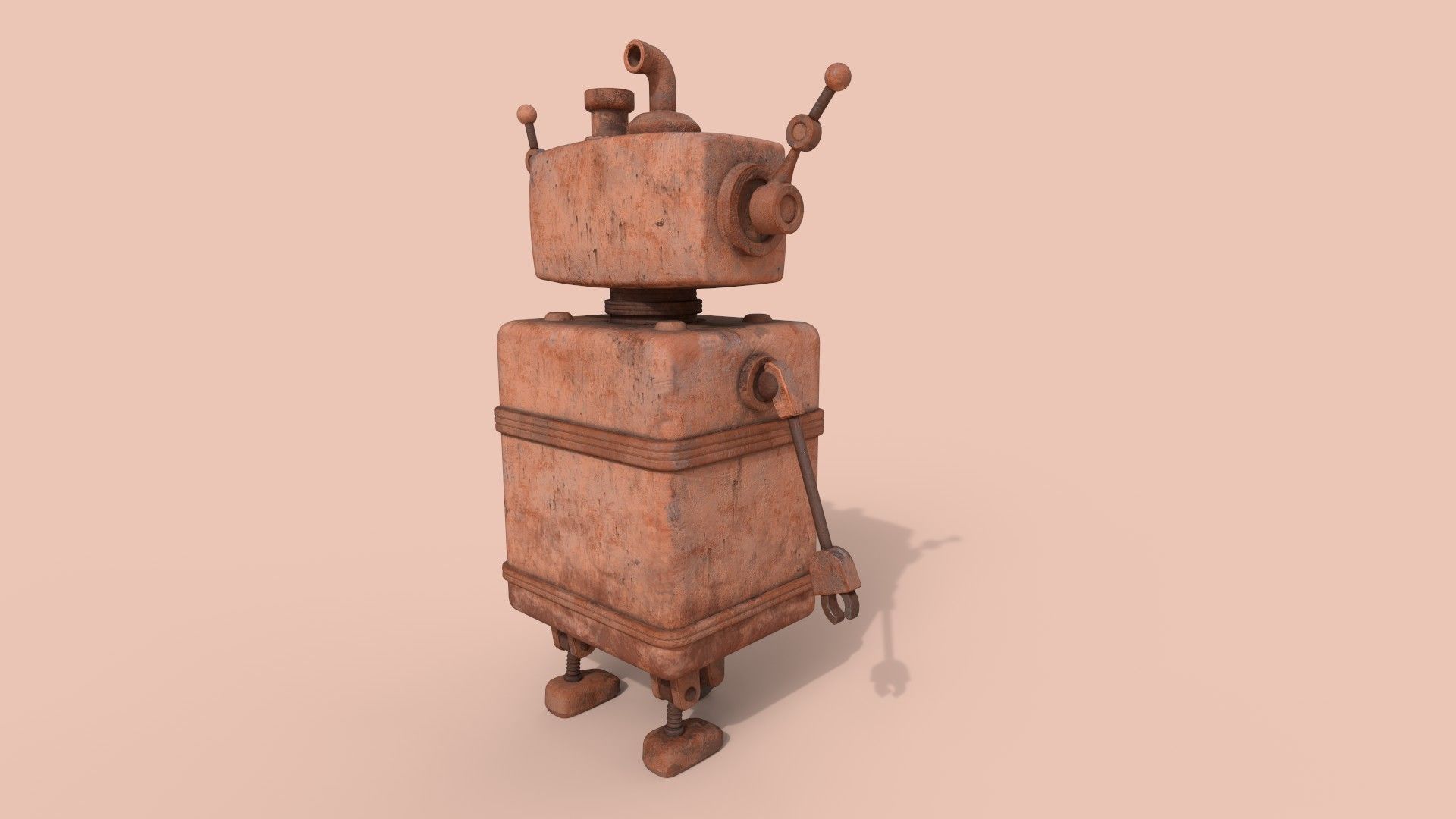 Stylized Robot Oven Low-poly 3D model_16