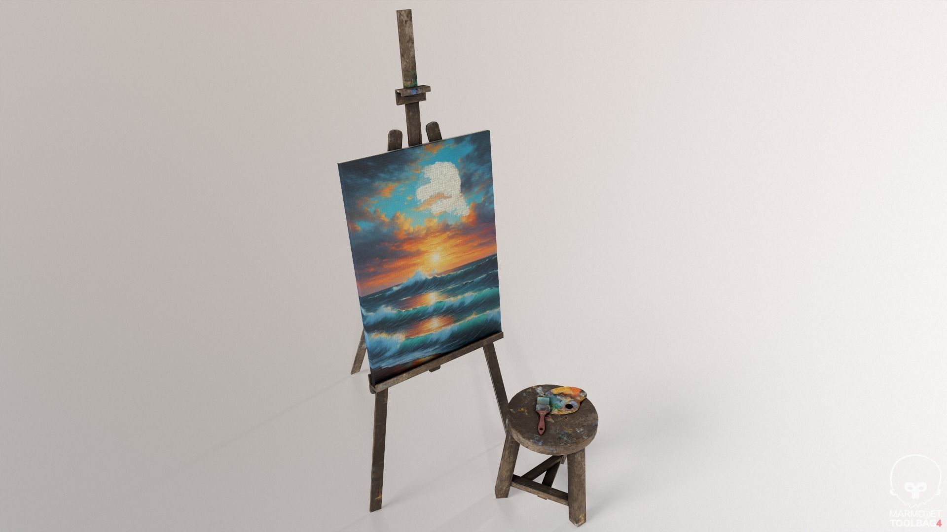 Old Painting set Low-poly 3D model_1
