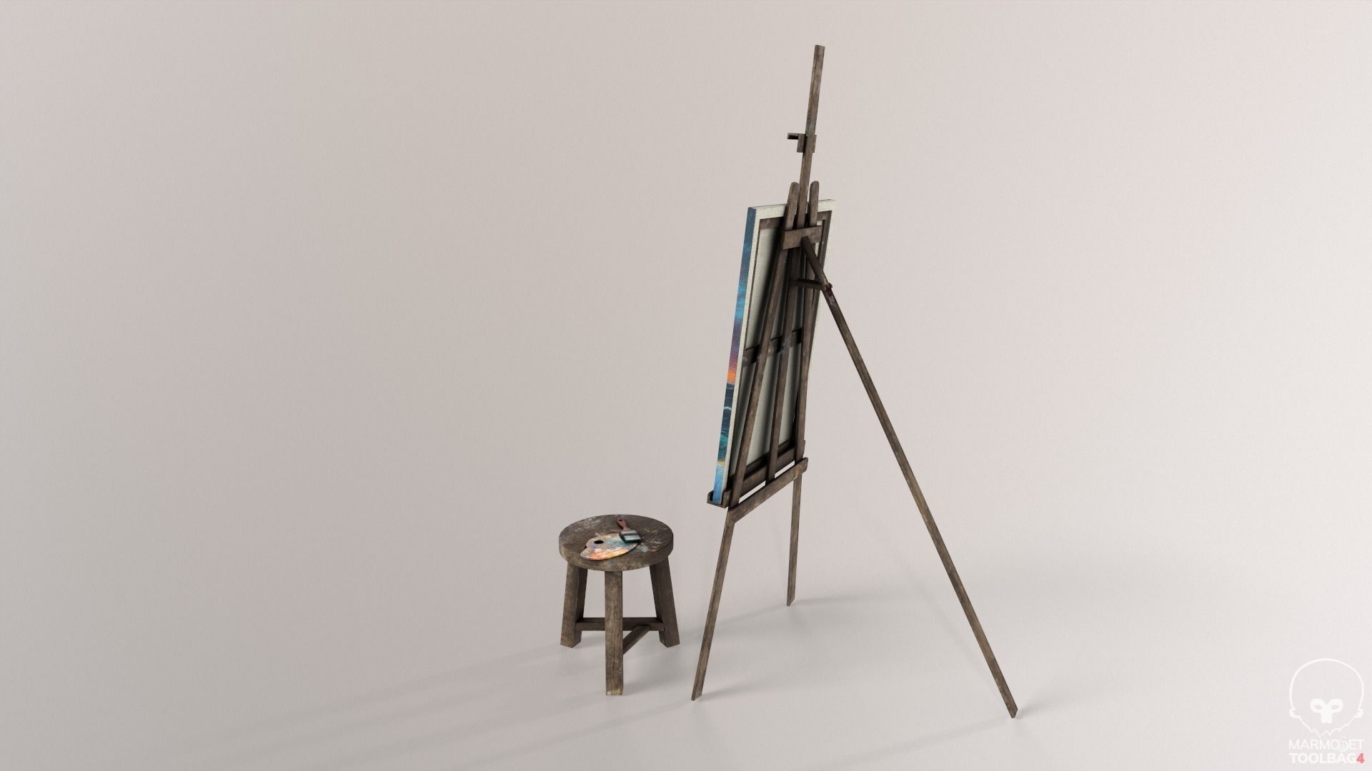 Old Painting set Low-poly 3D model_2