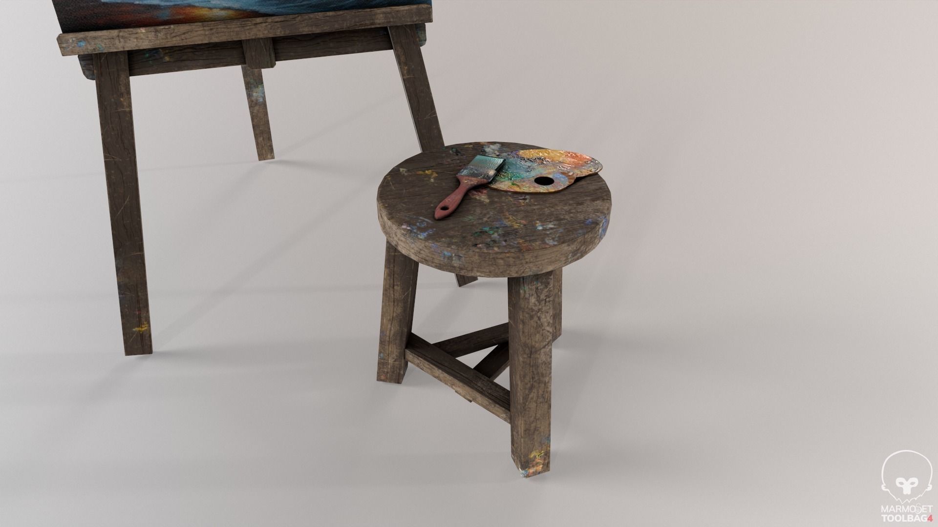 Old Painting set Low-poly 3D model_6