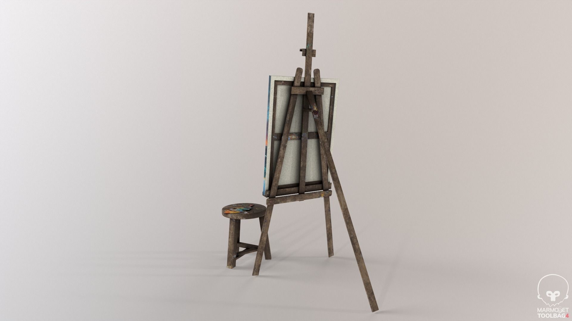 Old Painting set Low-poly 3D model_3