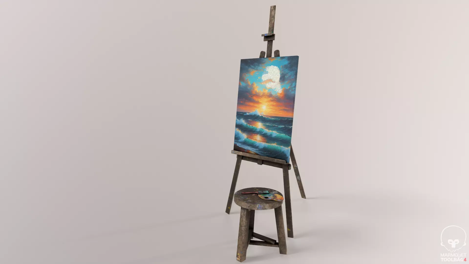 Old Painting set Low-poly 3D model_0